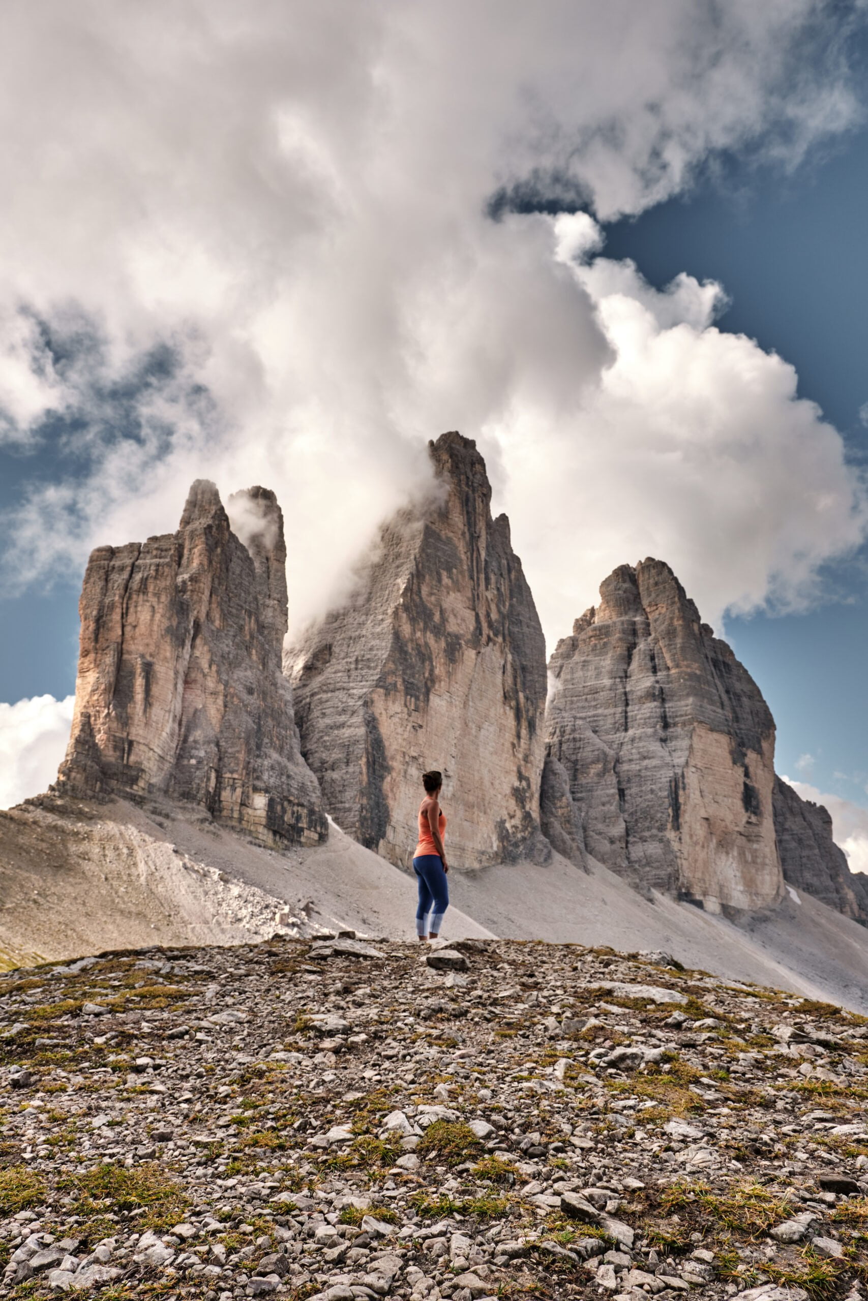 Tre Cime di Lavaredo, en direction du refuge Locatelli, Dolomites, Italie